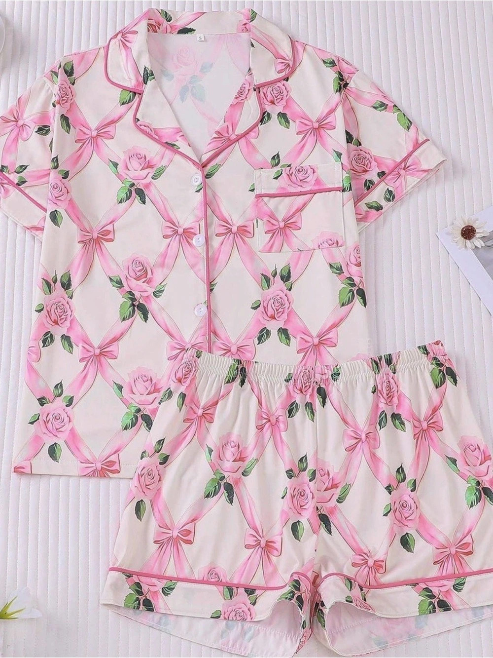 Floral Pajama Set in Pink & White